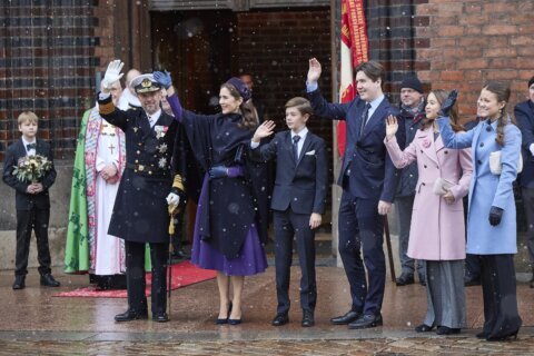 Danish royals attend church service to mark King Frederik's first visit outside the capital