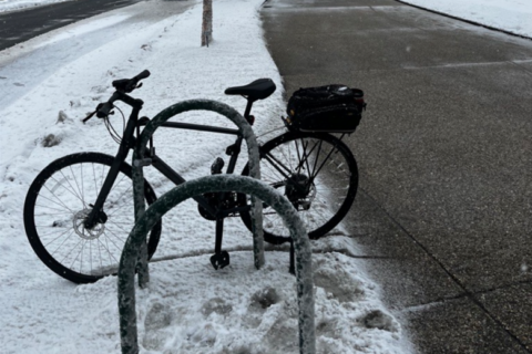 Biking to work in the snow? Even in the icy weather, WTOP’s Capitol Hill Correspondent Mitchell Miller never takes it for granted