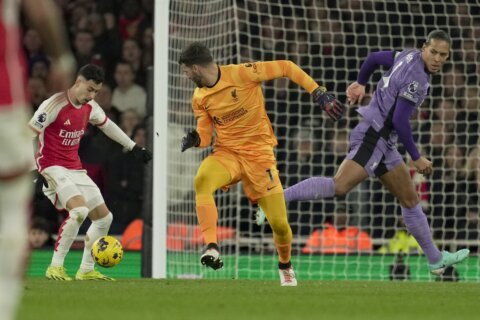 Premier League title race gets a lot tighter as Arsenal beats Liverpool 3-1 after Alisson’s errors