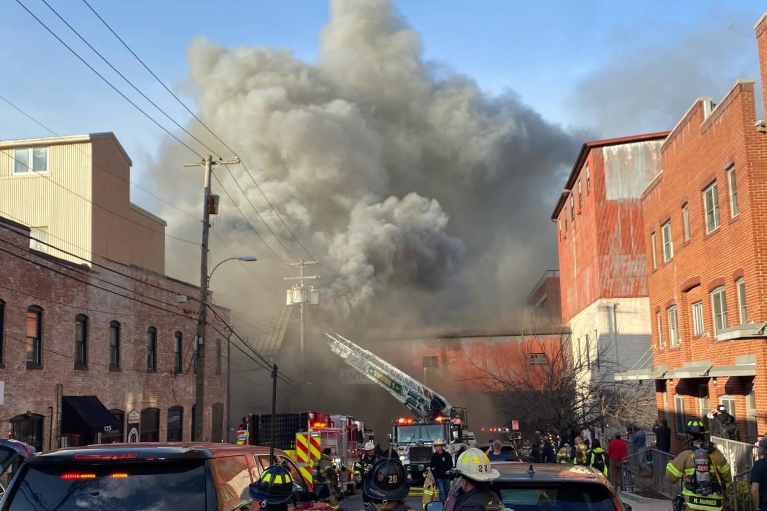 A massive fire Saturday afternoon gutted a historic building in Frederick, Maryland. (Courtesy Frederick County Fire &amp; Rescue)