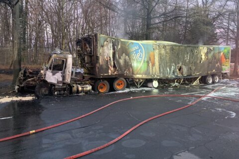 Wegmans tractor-trailer catches fire, blocking street by Montgomery Co. shopping center