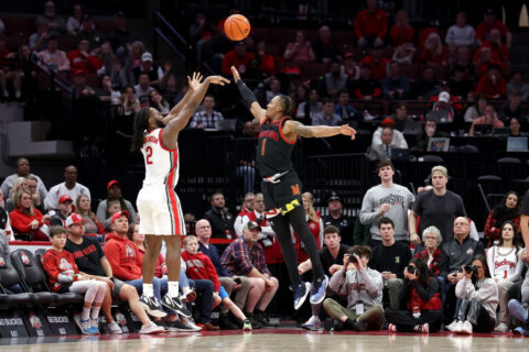 Thornton’s bucket, Key’s block lift Ohio State to 79-75 win against Maryland in 2OT
