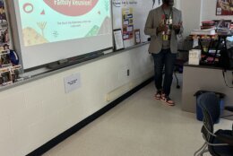 teacher gives a lecture
