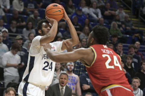 Wahab, Baldwin Jr. have double-doubles to help Penn State beat Maryland 85-69 in finale