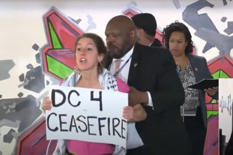 Protesters interrupt Mayor Bowser, call for cease-fire in Gaza during DC art festival kickoff event