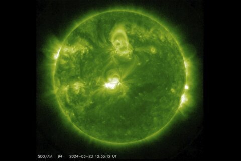 Geomagnetic storm from a solar flare could disrupt radio communications and create a striking aurora