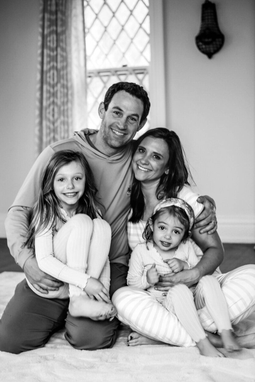 Sarah Shafer with her daughters and husband, Zach.