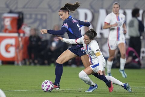 Alex Morgan has late goal, leads San Diego past Gotham FC 1-0 in the Challenge Cup