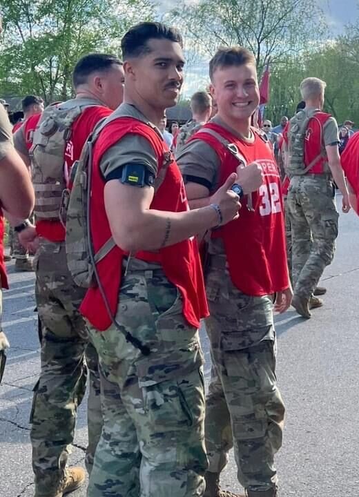 U.S. Army sappers De Pradines and Dewey, both smiling