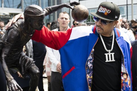 Allen Iverson immortalized with sculpture alongside 76ers greats Julius Erving and Wilt Chamberlain