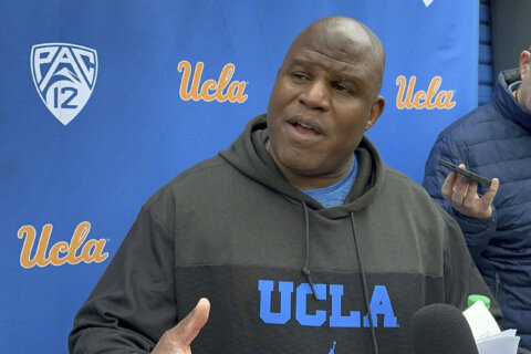 Back to school: Eric Bieniemy begins evaluating UCLA’s offense during spring practices