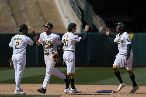 A’s rally from 5 runs down, beat Nats 7-6 to win 3 straight series for first time since 2021