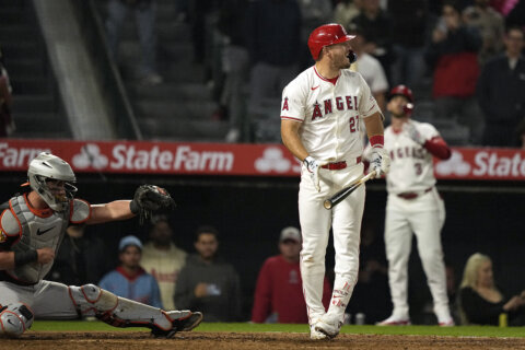 Trout bats leadoff for first time since 2020 as three-time AL MVP, Angels look to end slump