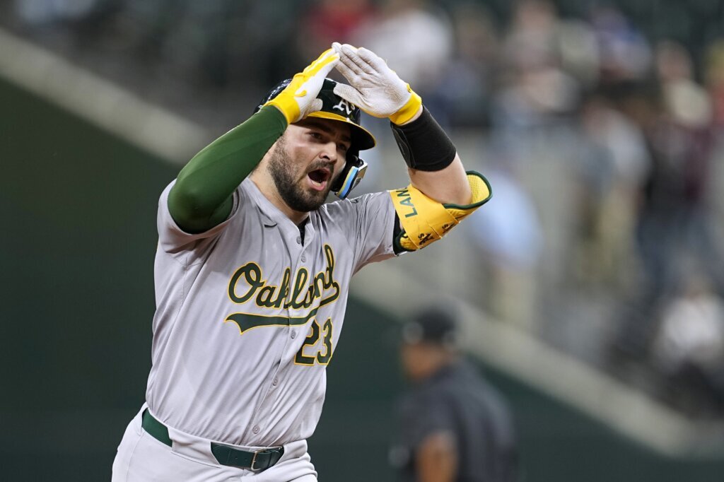 Shea Langeliers hits 3 home runs, leads Athletics over Rangers 4-3