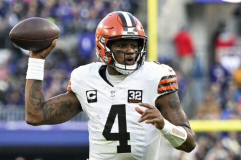Browns QB Deshaun Watson throwing full speed after shoulder surgery. Timetable for return unknown