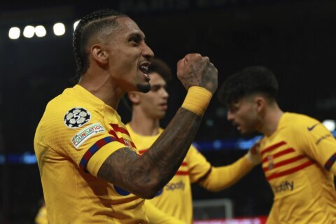 Raphinha scores twice as Barcelona beats PSG 3-2 in 1st leg of Champions League quarterfinals