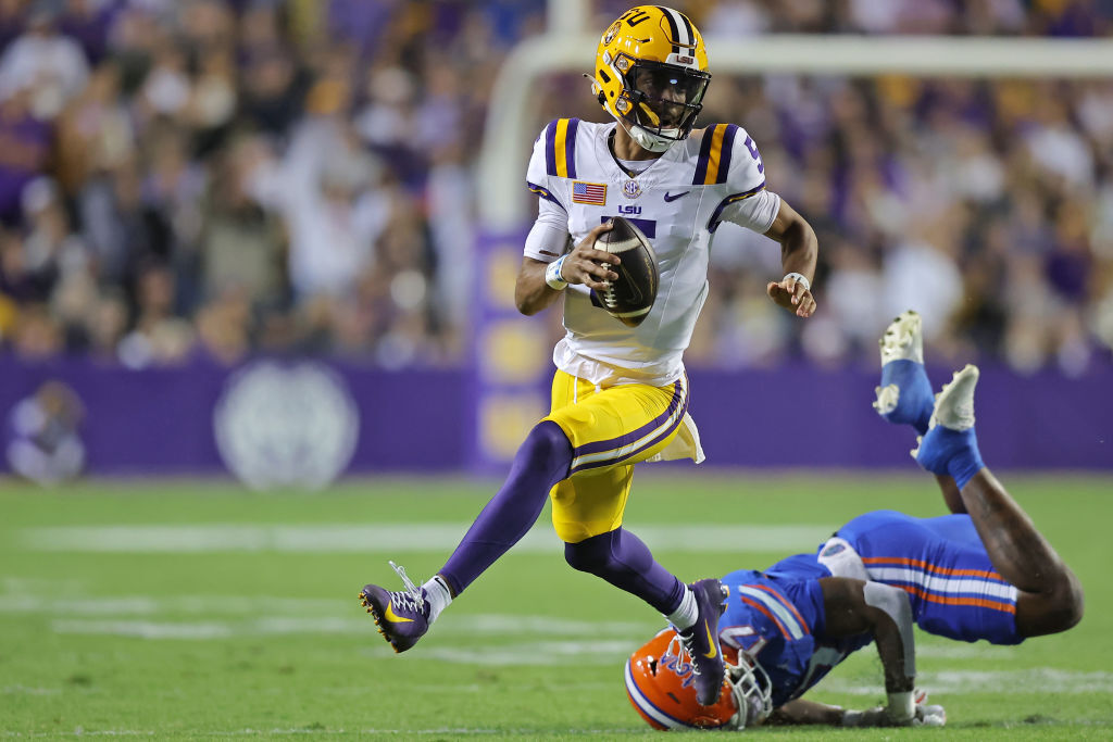 <h3>Round 1 (2nd overall): Jayden Daniels, QB LSU</h3>
<p>As much as fans would like to will Caleb Williams home to Washington, he&#8217;s going to be a Chicago Bear. So, the reigning Heisman Trophy winner is the obvious choice here.</p>
<p>Don&#8217;t overthink it, Adam Peters. Daniels is the most dominant player in this draft — <a href="https://www.espn.com/video/clip/_/id/39865633" target="_blank" rel="noopener">a player some like even better than Williams</a>. Everything Peters and assistant general manager Lance Newmark <a href="https://wtop.com/washington-commanders/2024/04/commanders-are-in-line-to-take-a-quarterback-with-the-nfl-drafts-2nd-pick/" target="_blank" rel="noopener">said they want in a franchise QB</a>, Daniels has it in spades. The only question is his frame — at 210 pounds, he can&#8217;t take hits in the pros like he did in college.</p>
<p>However, Lamar Jackson is of comparable size and he&#8217;s never started fewer than 12 games in a season. If Daniels is a two-time MVP and consistently has his team leading in the fourth quarter of games like Jackson&#8217;s Ravens, this is a franchise-altering pick for Washington (in a good way, for a change).</p>
<p>Sure, Drake Maye has upside but there&#8217;s a lot of talk he would be best served sitting for a year to clean up his throwing mechanics and some bad habits that cropped up his last year at North Carolina. That worked for Patrick Mahomes and Aaron Rodgers, but Washington doesn&#8217;t have Alex Smith or Brett Favre to play in the meantime.</p>
<p>And miss me with the J.J. McCarthy talk. If Washington were selecting in the middle of Round 1, I&#8217;d understand it. But this pre-draft chatter is exactly what got Daniel Jones picked sixth overall (and yes, I intentionally said it that way in reference to the Human Turnover) in 2019. McCarthy may be good, but No. 2 is way too high.</p>
<p>Then there&#8217;s a bold option: Select Daniels, trade him to Las Vegas for the rights to Michael Penix Jr. and a huge haul of picks and players. Raiders head coach Antonio Pierce is said to be really high on Daniels stemming from their time together at Arizona State, and if Washington grades Penix similarly, they could pull off a deal akin to <a href="https://www.cbssports.com/nfl/news/eli-manning-finally-reveals-why-he-refused-to-play-for-chargers-after-they-took-him-with-the-top-pick-in-2004/" target="_blank" rel="noopener" data-saferedirecturl="https://www.google.com/url?q=https://www.cbssports.com/nfl/news/eli-manning-finally-reveals-why-he-refused-to-play-for-chargers-after-they-took-him-with-the-top-pick-in-2004/&amp;source=gmail&amp;ust=1713606829595000&amp;usg=AOvVaw1pJsVG7W6qaHx5XDQXEGQn">the one between the Chargers and Giants in 2004</a>.</p>
<p>But my favorite option by far is Daniels.</p>
