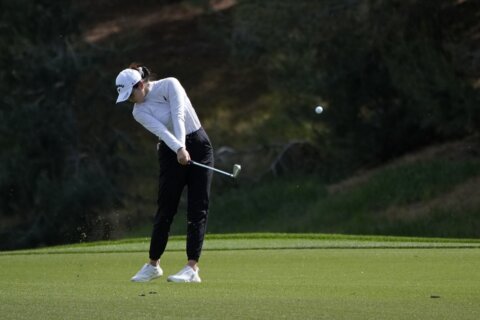 Zhang among 4 tied for LPGA Match Play lead as wind plays havoc with the field