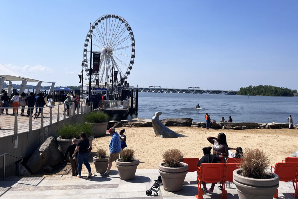 The waterfront and Ferris wheel at National Harbor