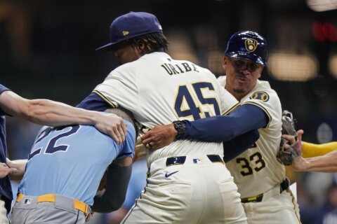 Brewers’ Uribe suspended 6 games for brawl, Peralta 5 and Murphy 2 while Rays’ Siri penalized 3