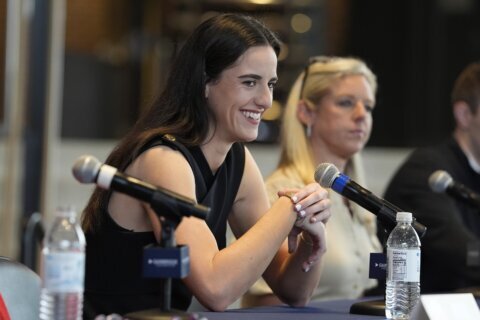 Caitlin Clark looks like a natural as Indiana Fever introduce WNBA’s top draft pick
