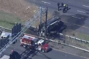 Fiery dump truck crash on Beltway in Maryland sends 2 children, several others to hospital