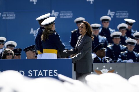 Harris addresses US Air Force Academy graduates near 80th D-Day anniversary