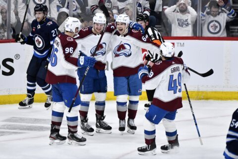 Rantanen scores twice to lead Avalanche past Jets 6-3 and into the second round of the playoffs