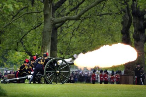 King Charles III’s coronation anniversary is marked by ceremonial gun salutes across London