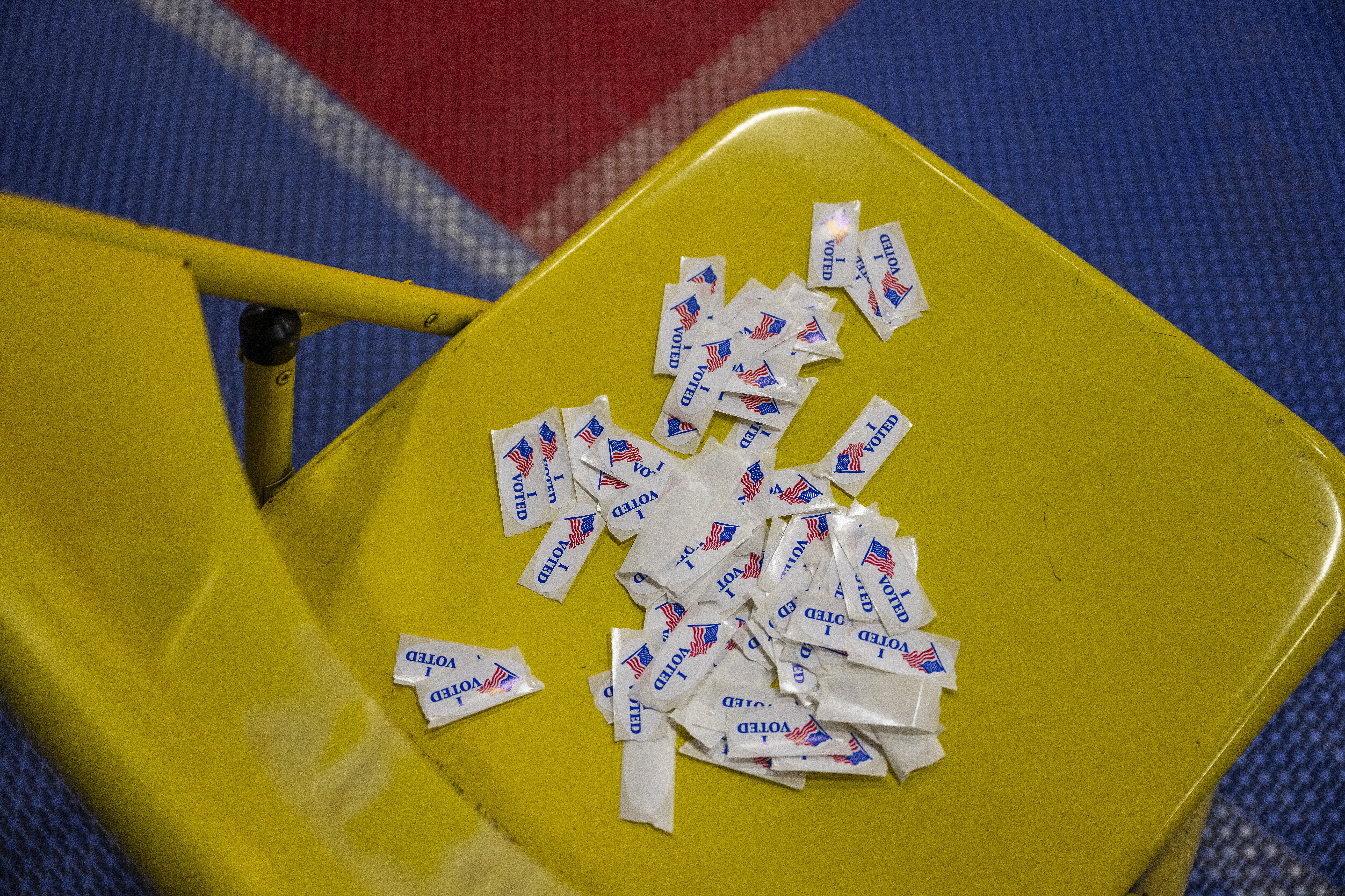 voting stickers on chair