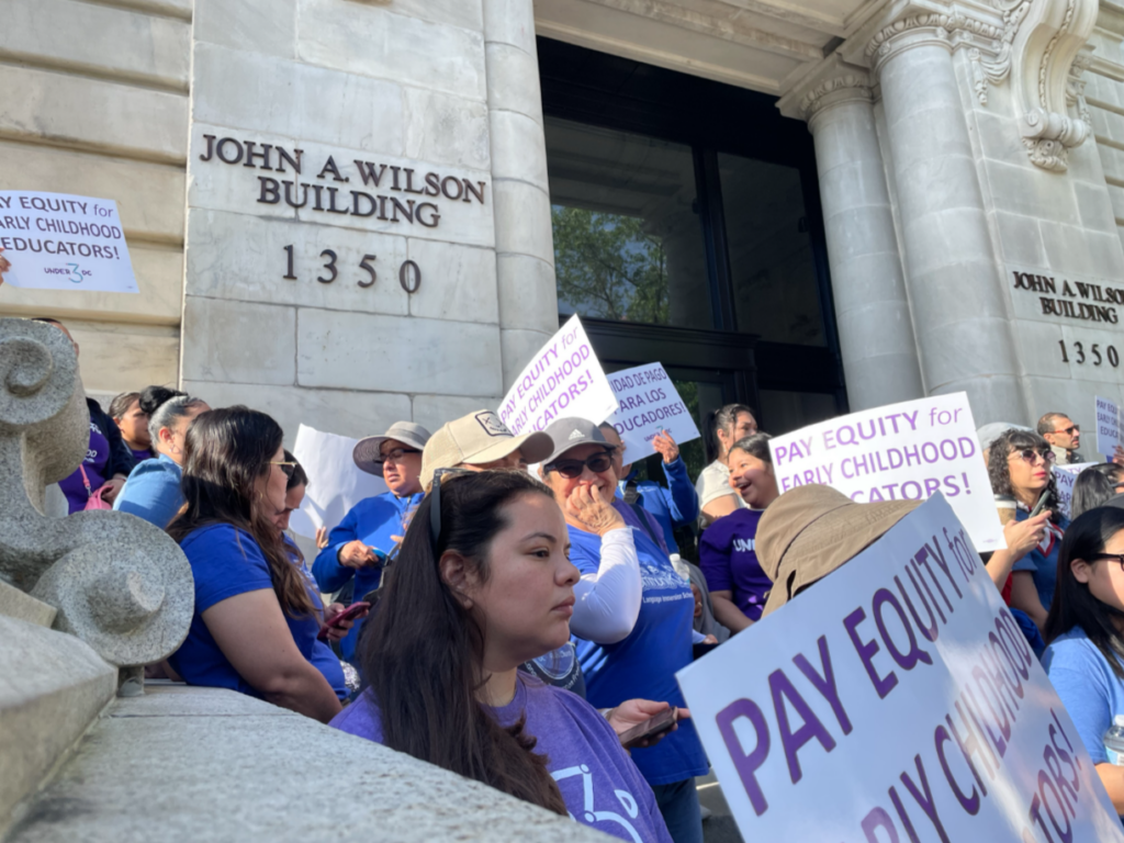 ‘Mayor Bowser, you’re being disrespectful’: Parents and child care workers rally in DC