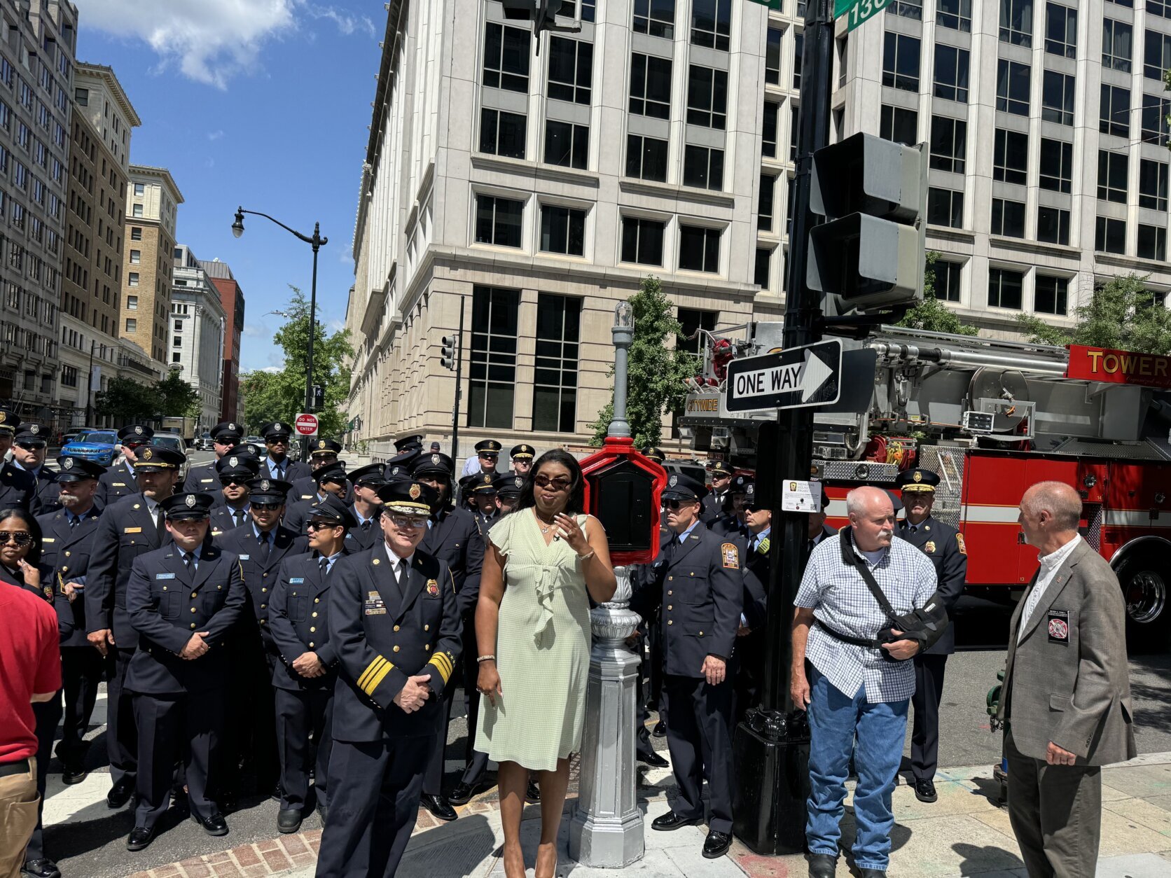 firefighters attending a memorial ceremony