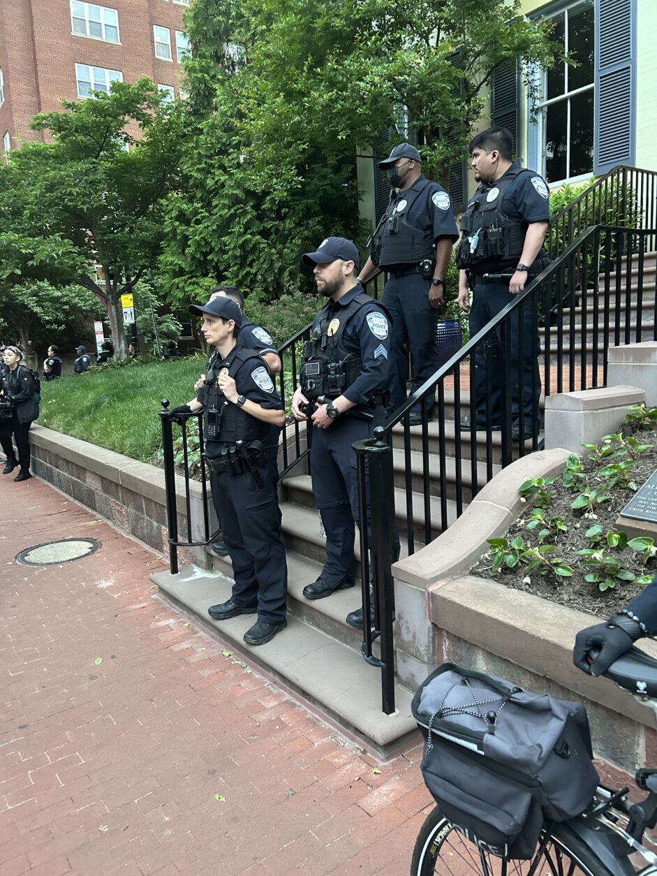 D.C. police are monitoring the protest.