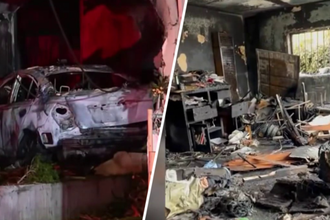 Persecución termina en choque: desata un incendio que destruye un hogar