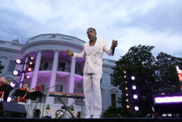 Gospel singer Kirk Franklin performs during a Juneteenth concert on the South Lawn of the White House in Washington, Monday, June 10, 2024. (AP Photo/Susan Walsh)