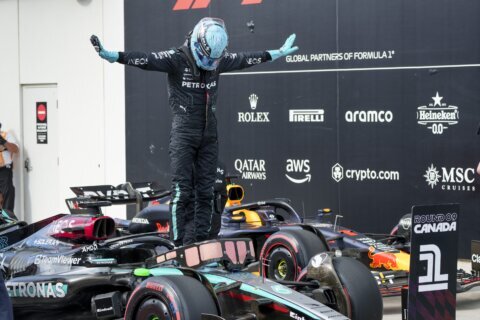Russell takes Canadian Grand Prix pole, edging
F1 points leader Verstappen on tiebreaker