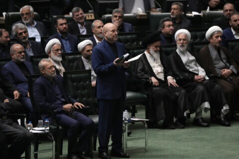 Iran’s hard-line parliament speaker Mohammad Qalibaf registers as a presidential candidate