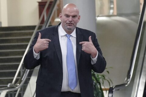 Sen. John Fetterman was treated for a bruised shoulder after a weekend car accident