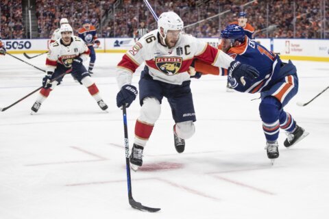 Barkov, Bobrovsky and the Panthers beat the Oilers 4-3 to move within win of Stanley Cup title