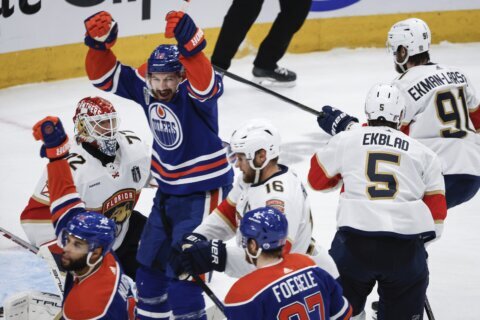 Oilers rout the Panthers 8-1 in Game 4 to avoid being swept in the Stanley Cup Final