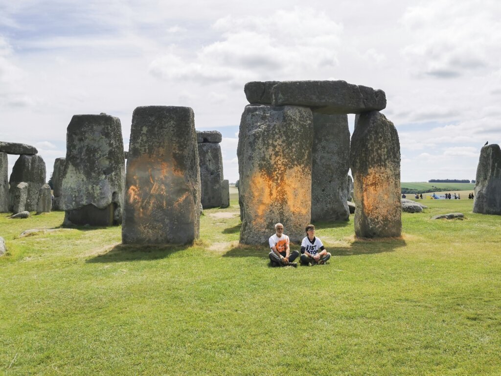 Climate protesters arrested over spraying orange paint over Stonehenge monument