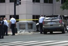A stolen vehicle crashed into a building at 6th Street and D Street, Northwest on June 3, 2024, according to D.C. police.