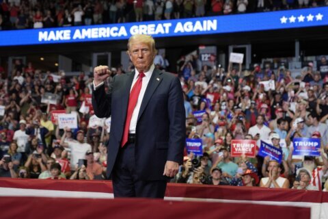 Trump turns his full focus on Harris at first rally since Biden’s exit from 2024 race