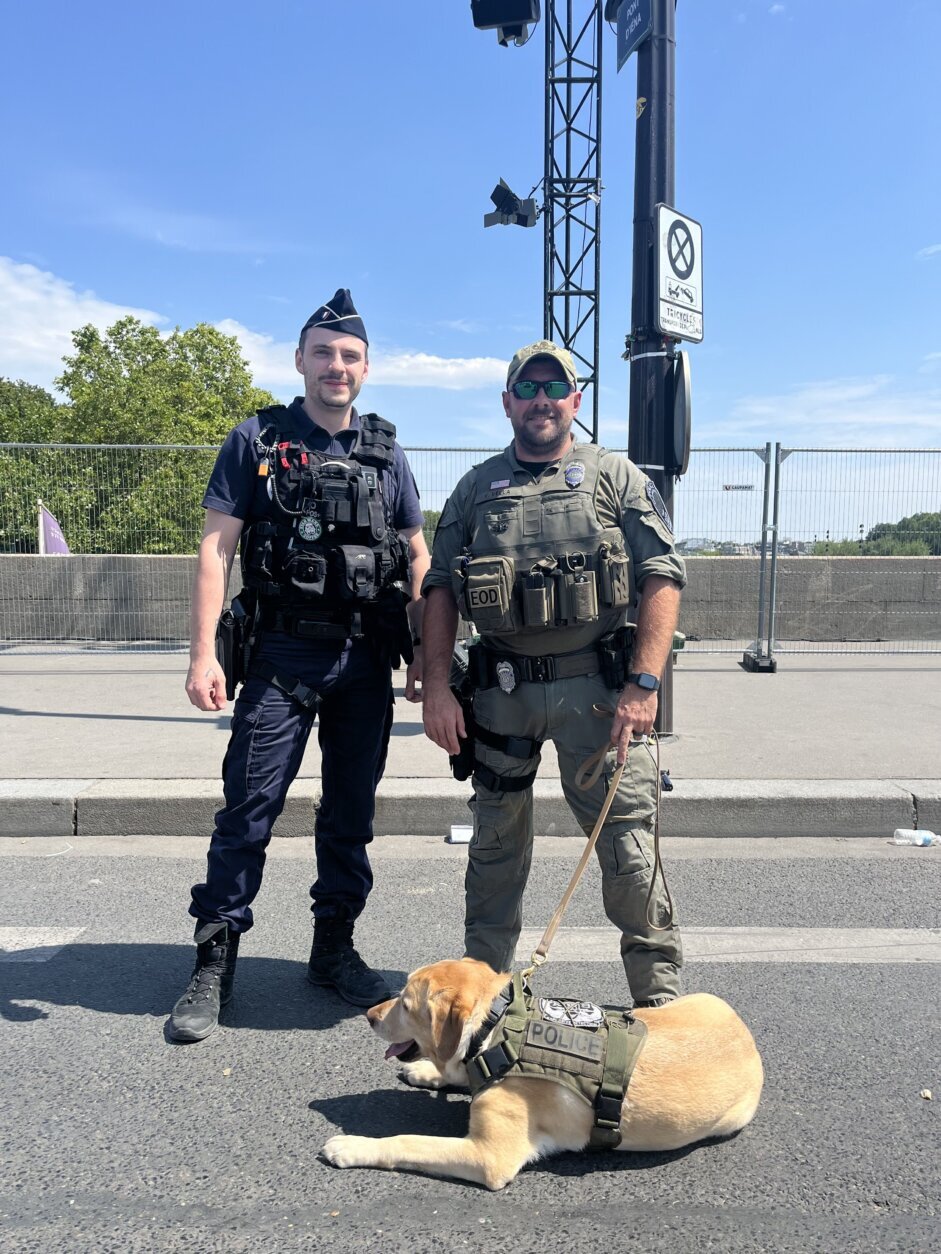 French officer with Fairfax County officer and K9 Presley