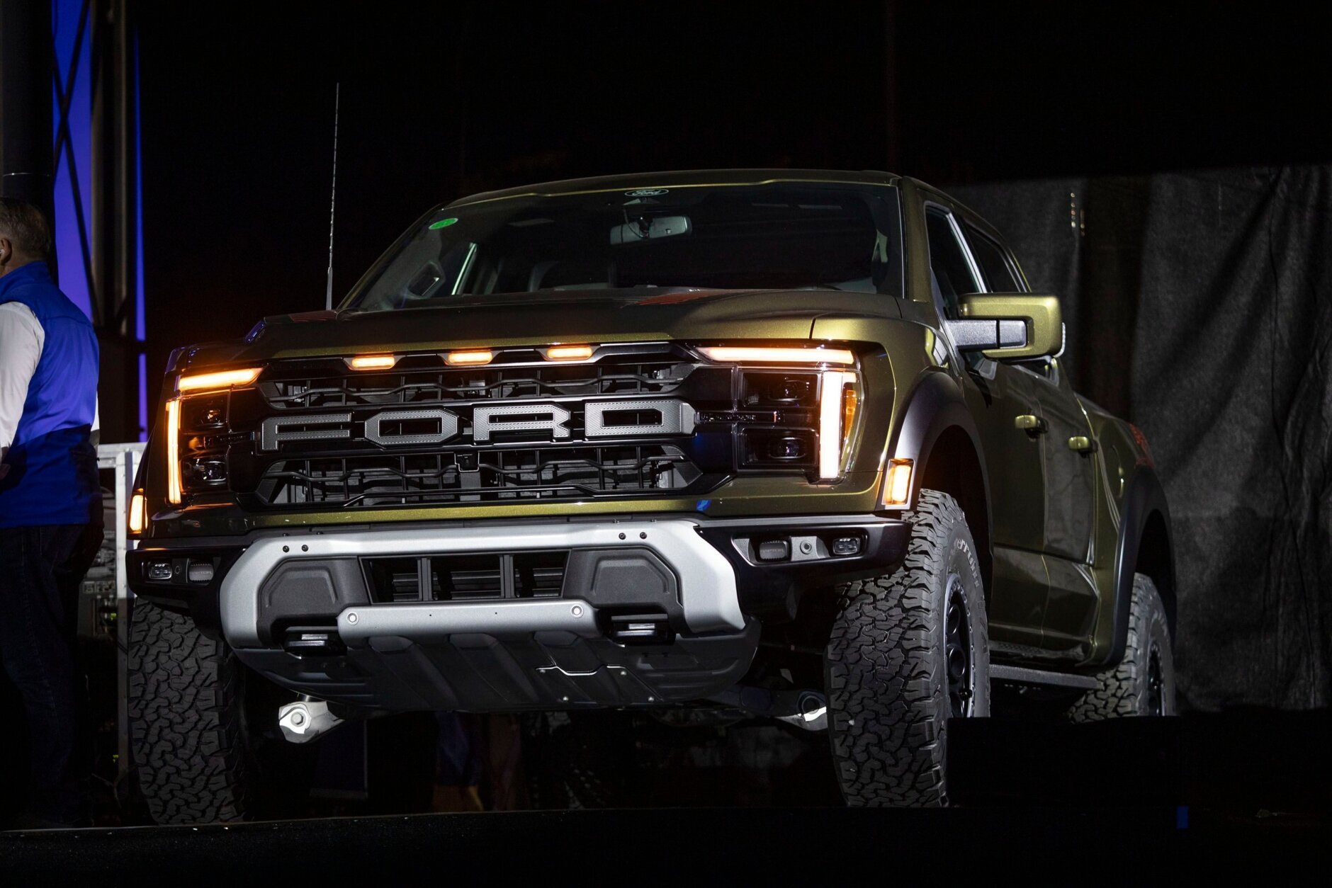 The new Ford 2024 F-150 Raptor makes its global reveal at the 2023 North American International Detroit Auto Show on September 12, 2023 in Detroit, Michigan.