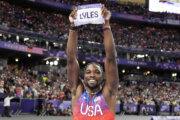 Virginia's Noah Lyles  wins Paris Olympics 100-meter by five-thousandths of a second