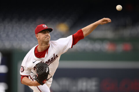 Rookie Jack Kochanowicz earns his first career win as the Angels beat the Nationals 6-4