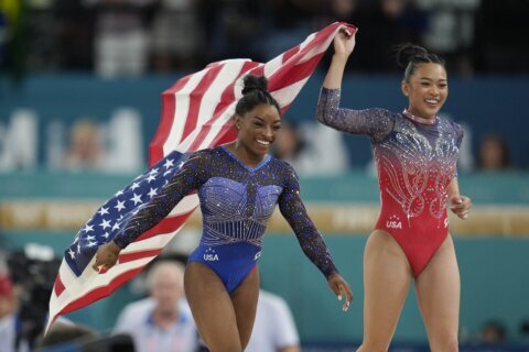 Simone Biles edges Brazil’s Rebeca Andrade for her second Olympic all-around gymnastics title