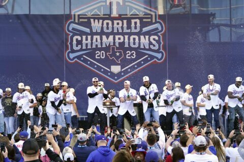 Biden hosts World Series champion Texas Rangers at the White House, says they 'embody resilience'