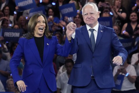 The Latest: Walz accepts the party’s nomination for vice president at DNC Day 3